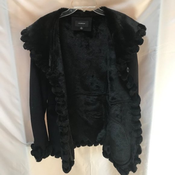 Colebrook Jackets & Coats Colebrook Faux Suede Finish Fur Black